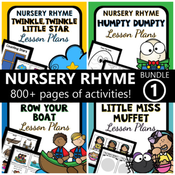 Nursery Rhyme Lesson Plans Bundle 1-PreK and K Nursery Rhyme Activities