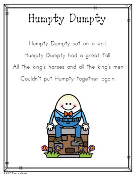 Nursery Rhyme Posters and Mini Books: Humpty Dumpty by Gwen Jellerson