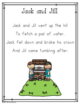 Nursery Rhyme Posters and Mini Books: Jack and Jill by Gwen Jellerson