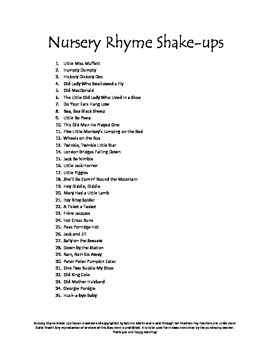 Preview of Nursery Rhyme Shake Ups
