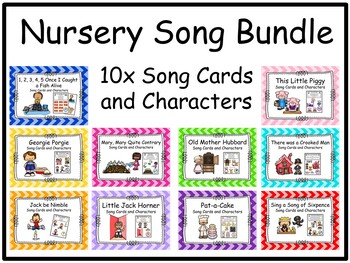 Preview of Nursery Rhyme Song Bundle 10x Cards and Characters