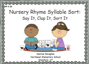 Preview of Nursery Rhyme Syllable Sort:Say It, Clap It, Sort It- An Activeboard Activity