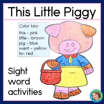 Preview of This Little Piggy Color by Sight Words | Craft | Directed Drawing | Sequencing