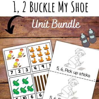 Preview of Nursery Rhyme Unit Bundle for Math and Literacy: 1, 2 Buckle My Shoe