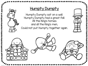 Humpty Dumpty Nursery Rhymes Booklets by Teacher Features | TPT