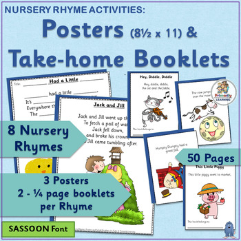 Preview of Nursery Rhymes Posters and Nursery Rhyme Take-Home Books - SASSOON Font