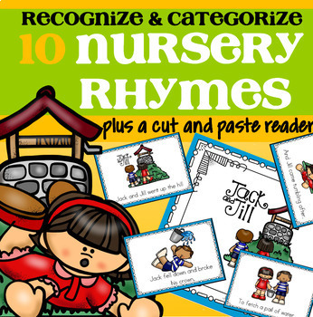 Preview of 10 Nursery Rhymes Categorizing Centers Differentiated plus Emergent Reader