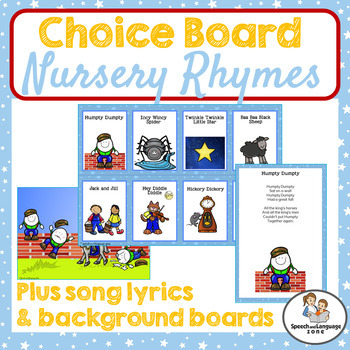 Preview of Nursery Rhymes Choice Board - Nursery Rhyme Lyrics & Picture Boards