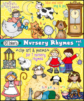 Preview of Nursery Rhymes Clip Art and Poems for Kids - volume 1 