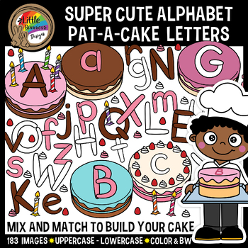Preview of Nursery Rhymes Clipart - Pat a Cake Whipped Cream Letters - Uppercase&Lowercase