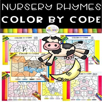 Preview of Nursery Rhymes Color by Code | Shapes, Letters, Numbers, Sight Words