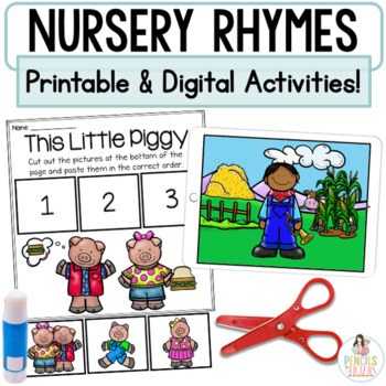 Preview of Nursery Rhymes | Digital Google™ Slides & Printable Retell Activities