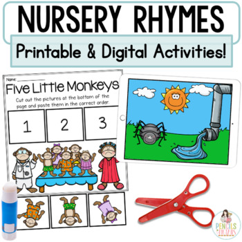 Preview of Nursery Rhymes | Digital Google™ Slides and Printable Retell Activities
