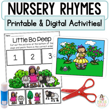 Preview of Nursery Rhymes Google™ Slides & Printable Retell Activities
