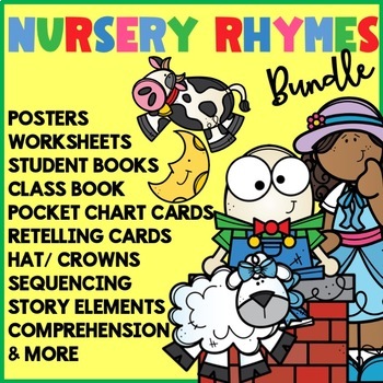 Preview of Nursery Rhymes Coloring Book Pages Activities Worksheets Posters Lessons *SALE