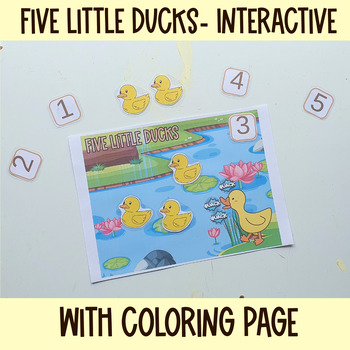 Preview of Nursery Rhymes Interactive Printable For Preschool, Five Little Ducks coloring