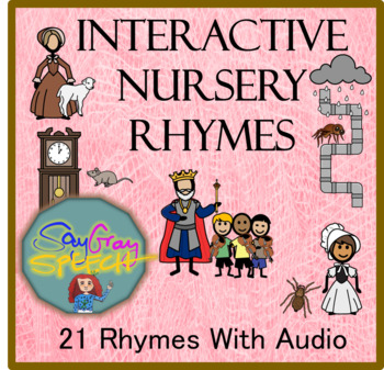 Preview of Nursery Rhymes Interactive Play-Scenes with SymbolStix images (Boom Cards™ deck)