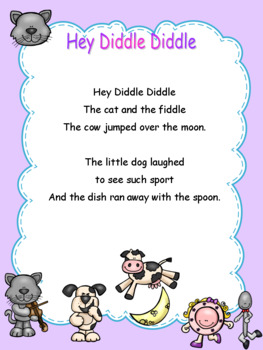 Nursery Rhymes Prewriting And Cutting Skills Practice Hey Diddle Diddle