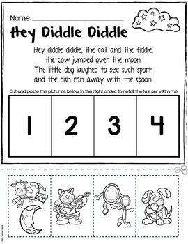 nursery rhymes printables story retelling worksheets no prep