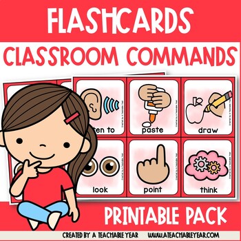 Preview of Classroom Commands ESL/EFL Vocabulary Flashcards | Free