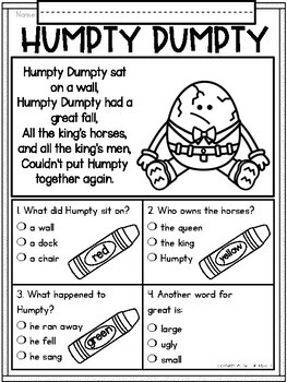 Nursery Rhymes Math and Literacy Printables by Tweet Resources | TpT