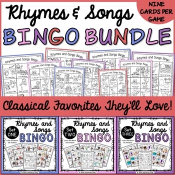 Preview of Nursery Rhymes and Songs Bingo | Set 1 | Set 2 | Set 3
