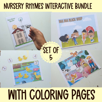 Preview of Nursery rhymes interactive Bundle, Preschool Curriculum, Nursery rhymes coloring