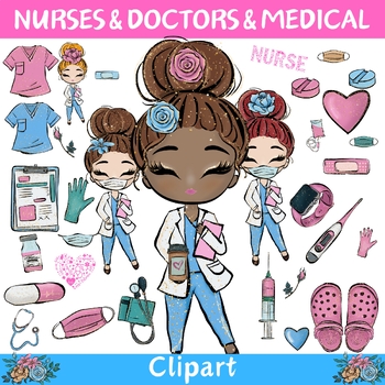 Preview of Nurses and Doctors Medical Clipart
