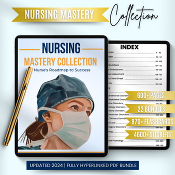 Preview of Nursing Mastery Bundle Fully Hyperlinked | Nursing School Book | Flashcards
