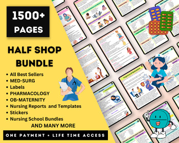 Preview of Nursing Mega Bundle Half Shop 1500+ Pages | Mega Bundle | Nursing School