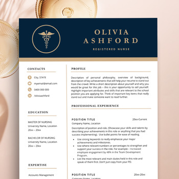 Preview of Nursing Resume Template + Cover Letter, School Nurse, Nurse Resume Template