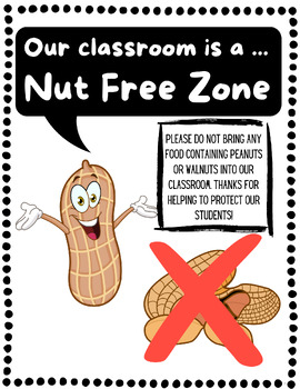Preview of Nut Allergy Free Zone Sign, Handouts, & Safe Snack List | Editable Google Slides