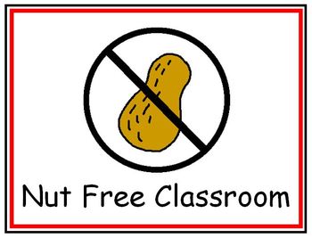 Preview of Nut Free Classroom Poster
