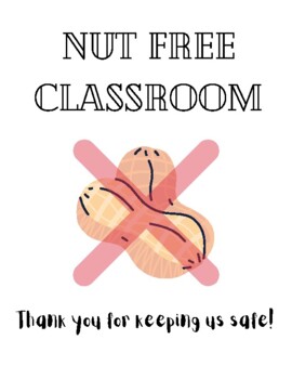 Preview of Nut Free Classroom Sign!