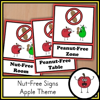 Preview of Nut Free Signs | Apple Theme