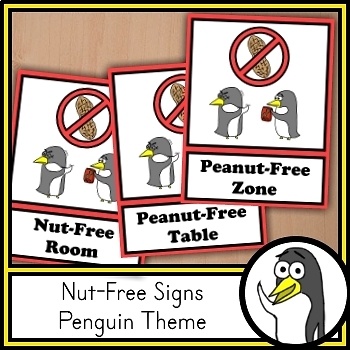 Preview of Nut Free Signs | Penguin Theme