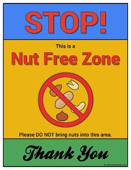 Nut Free Zone Poster By Elementarystudies Teachers Pay Teachers