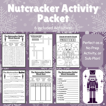 Preview of The Nutcracker Ballet Worksheet Set: Easy No-Prep Plans or Sub Plans