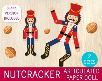 Preview of Nutcracker Articulated Paper Doll, Nutcracker Puppet, Christmas Craft, Ballet