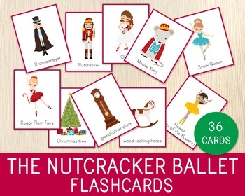 Preview of Nutcracker Ballet Flashcards or Wordcards, Christmas, Vocabulary, Ballerinas