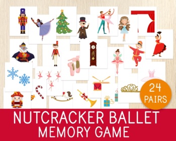 Preview of Nutcracker Ballet Memory Game, Matching Activity, Christmas Party, Busy Bags