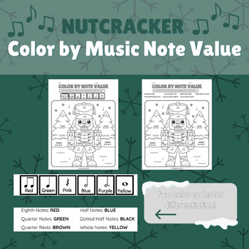 Preview of Nutcracker: Color by Music Note Value Worksheet
