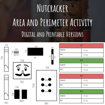 Preview of Nutcracker Perimeter and Area Digital and Printable Activity