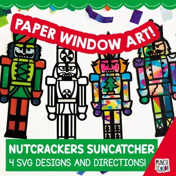 Preview of Nutcracker Tissue Paper Craft for Preschool | Easy Christmas Art Activity SVG