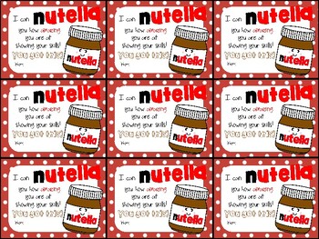 Preview of Nutella Testing Motivation Gift Tags- I can Nutella you how amazing you are at..