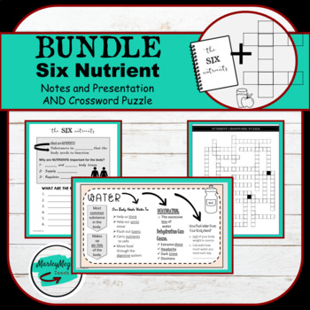 Preview of Nutrient Notes, Presentation and Crossword Puzzle Bundle