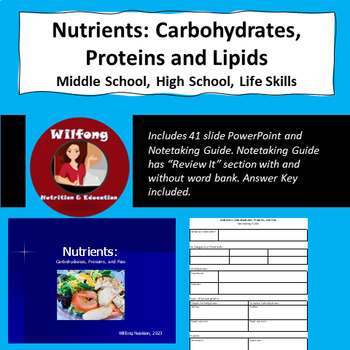 Preview of Nutrients:  Carbohydrates, Fats, and Proteins PowerPoint