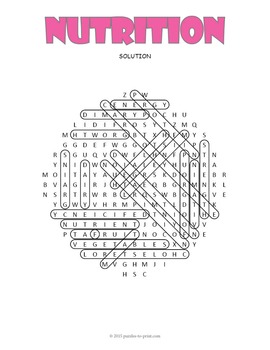 nutrition word search puzzle by puzzles to print tpt