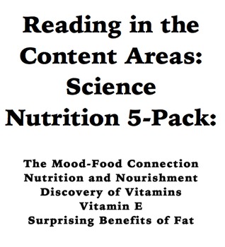 Preview of Reading in the Content Areas:  Nutrition and Health 5 Pack