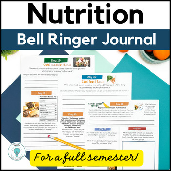 Preview of Nutrition Worksheets High School Bell Ringer Journal Health and Nutrition